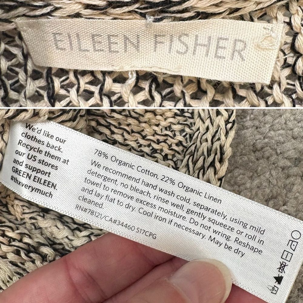 Eileen Fisher Open Knit Marled Organic Cotton Organic Linen Sweater Size M - Picture 5 of 12